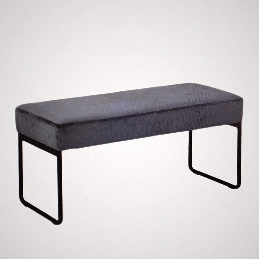 Samt Sitzbank Wohnzimmer Bank Grau 120 x 45 x 45 cm Komfort Sitzgelegenheit