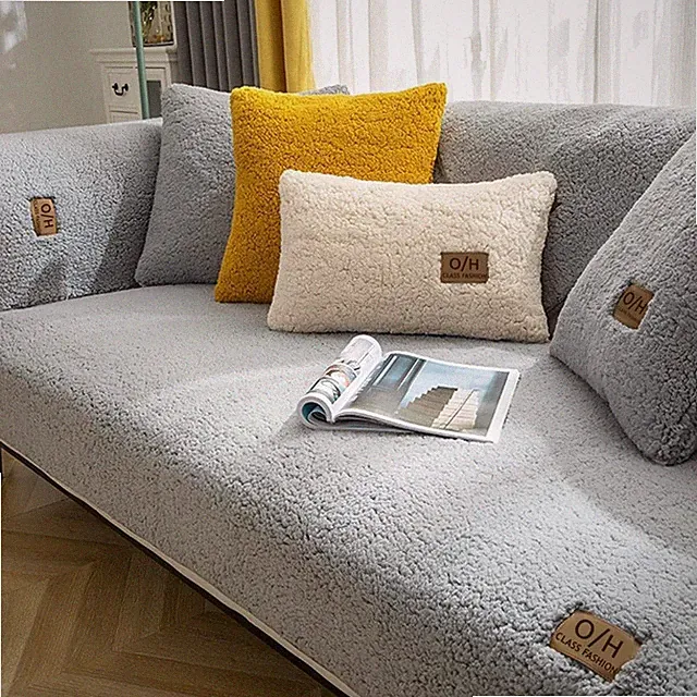 Samt Sofabezug Sofaschutz Couchüberzug Hund 70x120cm L Form Grau