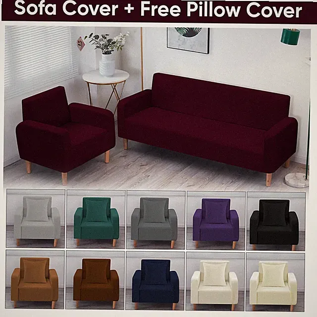 Samt Stretch Sofabezug mit 2 Kissenbezügen 1 2 3 4 Sitzer Schonbezug UK Zuhause