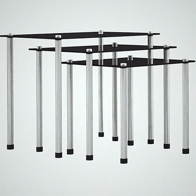 Satztisch 3-tlg. Hartglas Beistelltisch Couchtisch Tisch Transparent / Schwarz