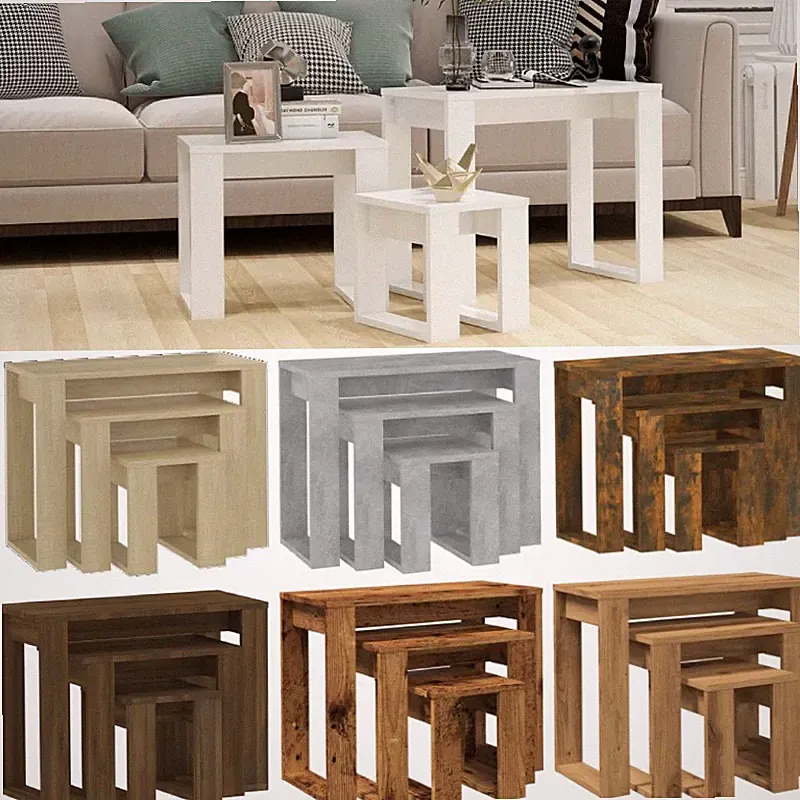 Satztische 3er Set Couchtisch modern Beistelltisch Kaffeetisch 61x28x47 cm