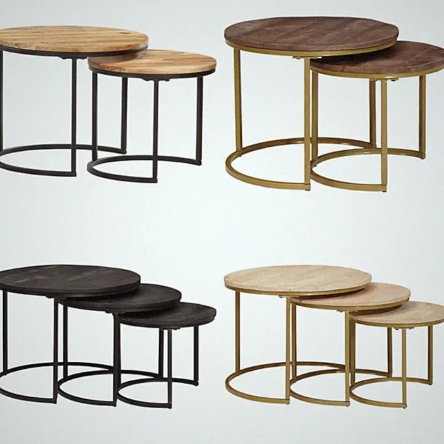 Satztische Beistelltisch Sofatisch Holz Kaffee Couchtisch Rund 3er 2er Set