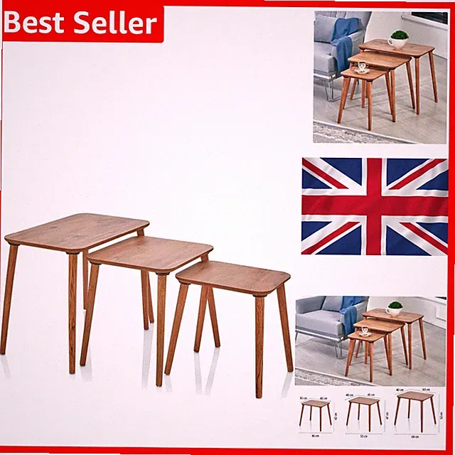 Satztische Couchtische 3er Set Holz Beistelltische braun Stauraumsparend