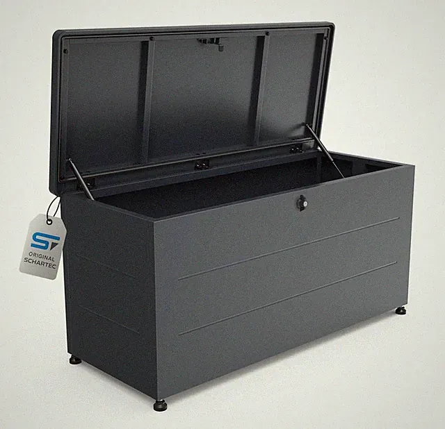 SCHARTEC Gartenbox Metall XXL Aufbewahrungsbox wasserdicht Auflagenbox Kissenbox