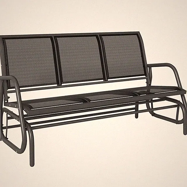 Schaukelstuhl 3-Sitzer Gartenbank Sitzbank Parkbank Metall Schwarz 147x70x85cm