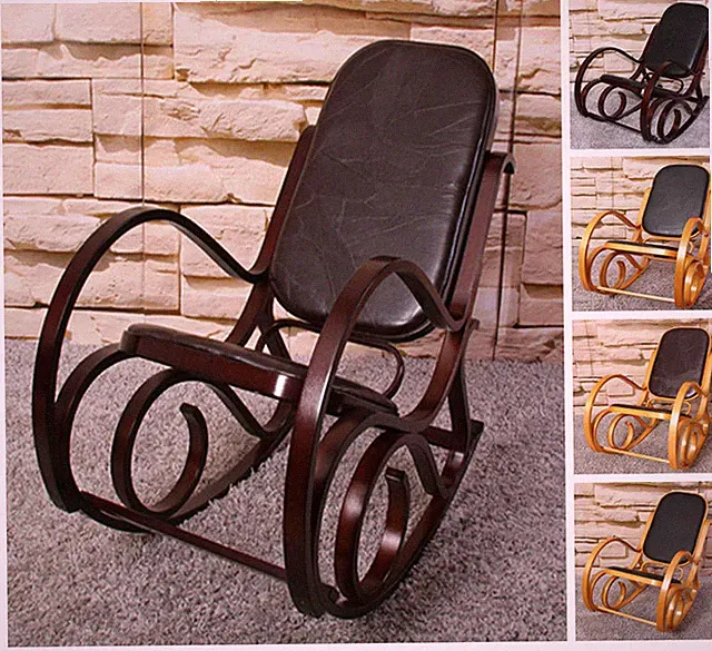 Schaukelstuhl Schwingsessel M41 mit Patchwork-Leder