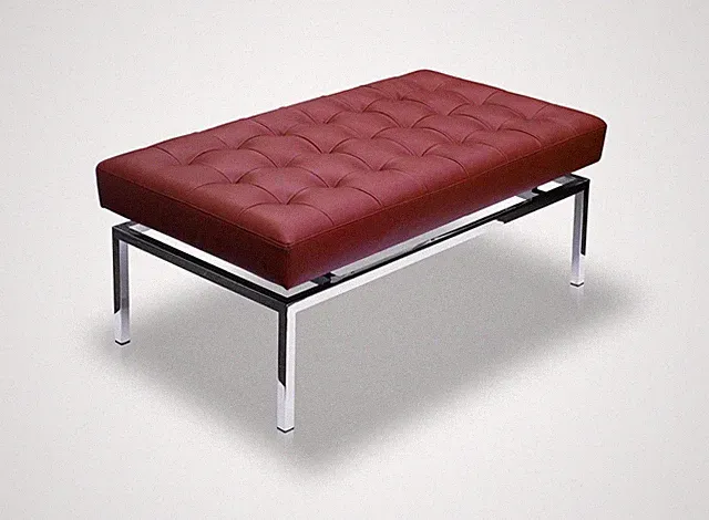 Schicke Bauhaus Lederbank Bank Loft Sitzbank Leder Weinrot Bordeaux Rot 109x61cm