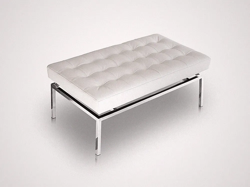 Schicke weiße Bauhaus Lederbank Esstisch Sitzbank 109x61x44cm. Dick Leder Weiss.