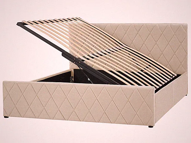 Schickes Doppelbett in Beige mit Bettkasten und Lattenrost 160x200 cm Rochefort