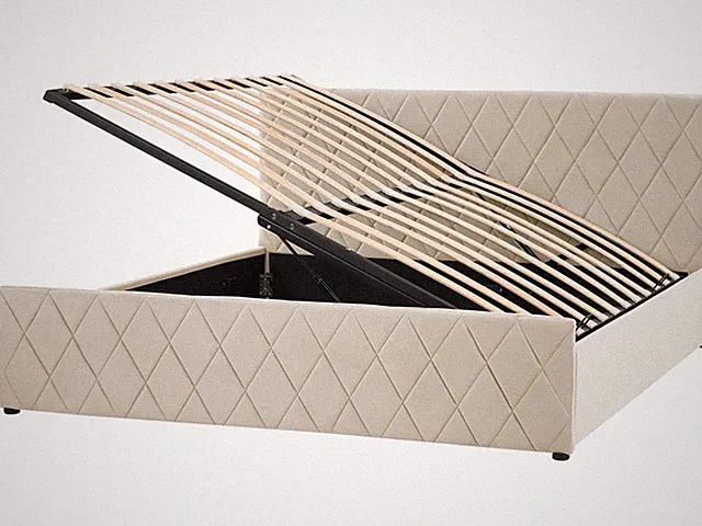 Schickes Doppelbett in Beige mit Bettkasten und Lattenrost 180x200 cm Rochefort