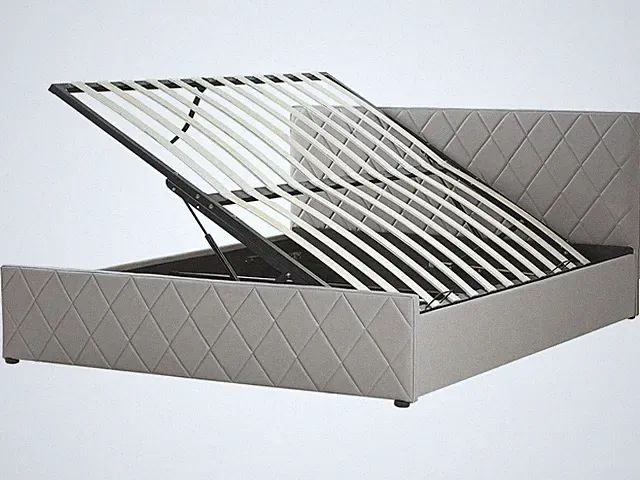Schickes Doppelbett in Grau mit Bettkasten und Lattenrost 180 x 200 cm Rochefort