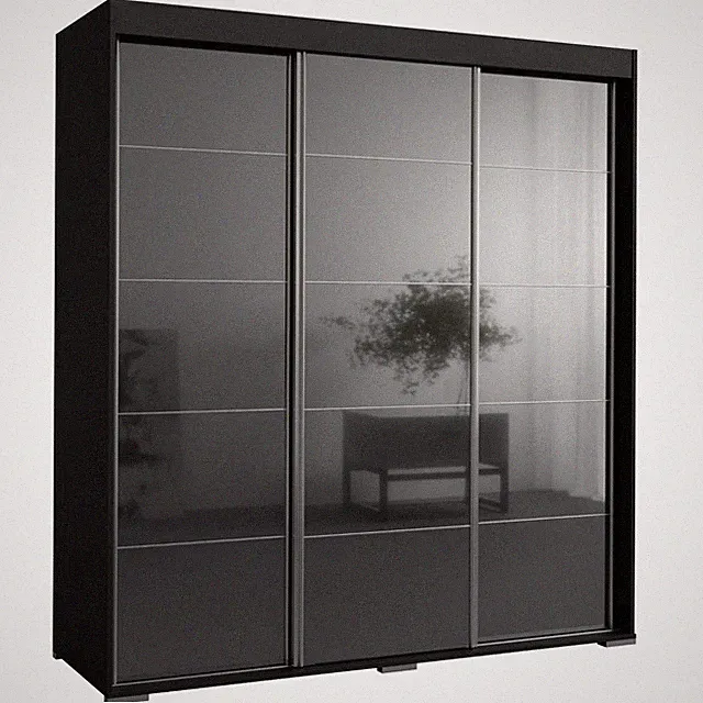 Schiebetürenschrank mit Schubladen Como 3D 180 Schwarz (lacobel)