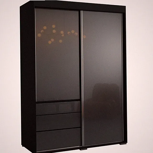 Schiebetürenschrank mit Schubladen Torino 2D 140 Schwarz (Lacobel)
