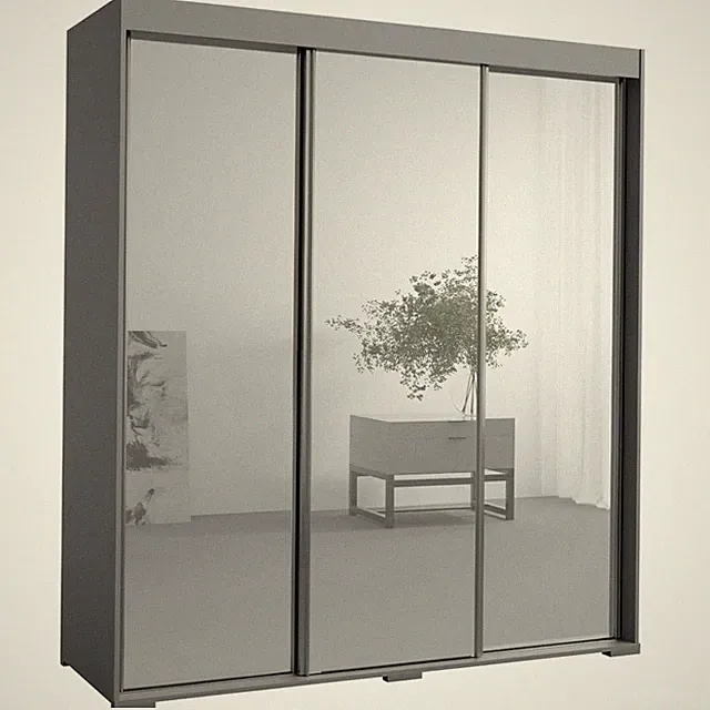 Schiebetürenschrank mit Schubladen und Spiegel Como 3D3L 180 Grau