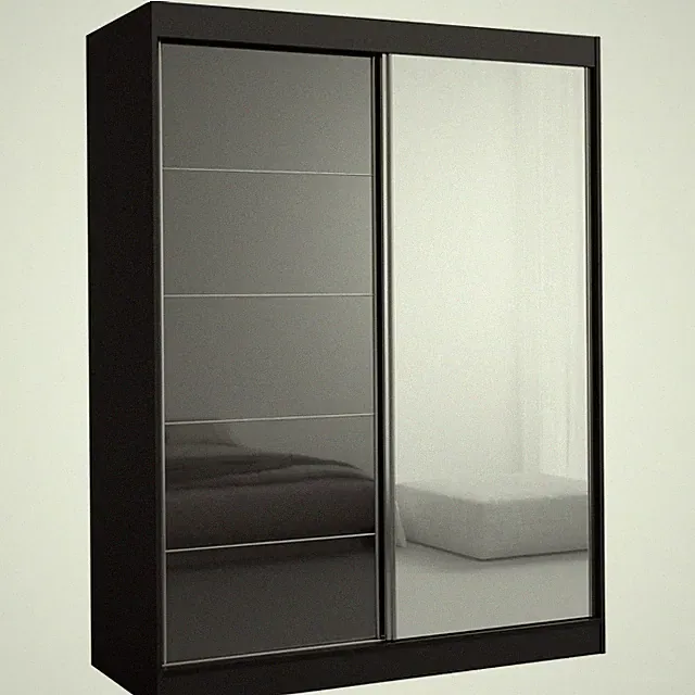 Schiebetürenschrank mit Spiegel Como 2D1L 150 Schwarz (lacobel)