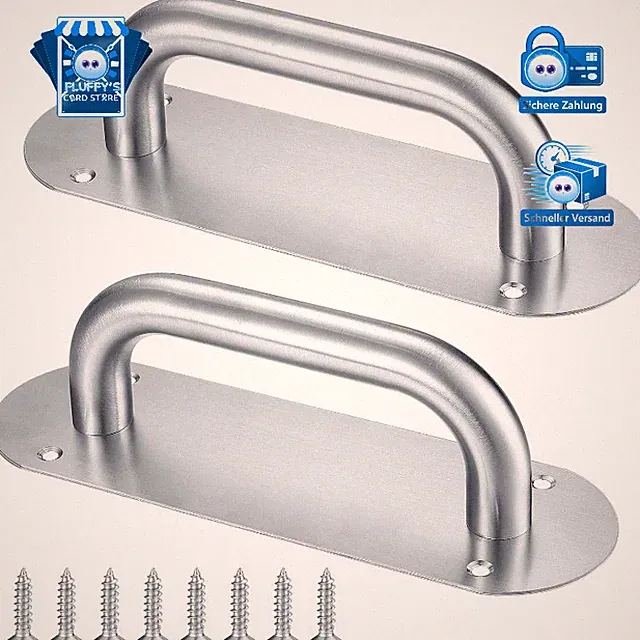 Schiebetürgriff Oval 200 x 65 mm Silber 2 Stück Möbelgriffe Garage Tor