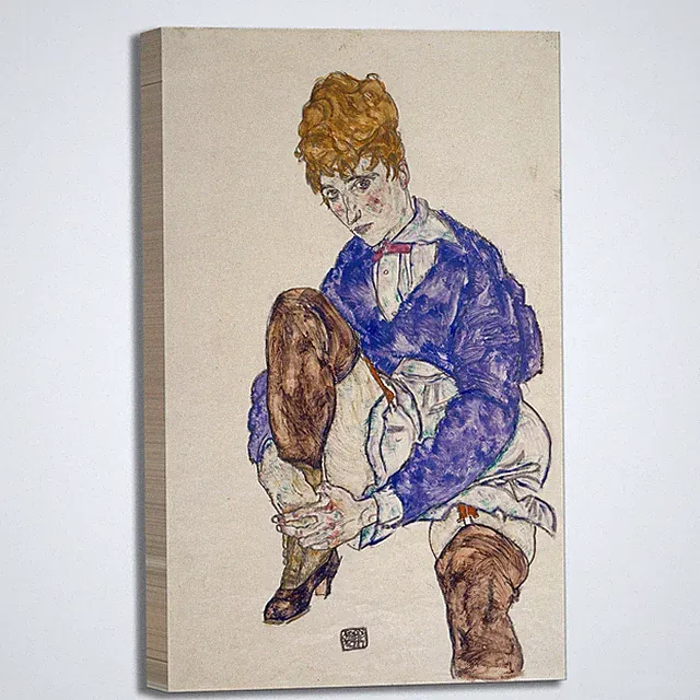 Schiele Frau Sitz Design Bild Druck Leinwand Gemälde Rahmen Wohnkultur