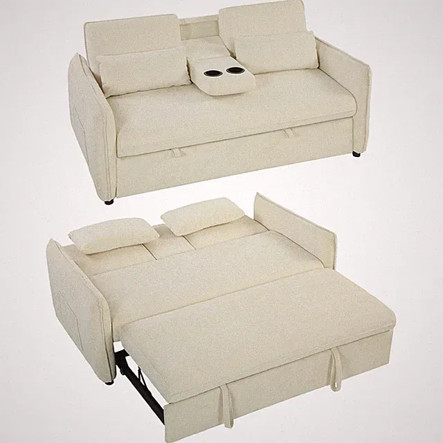 Schlafsofa 141x 180cm 2-Sitzer Sofa mit Schlaffunktion Verstellbarer Rückenlehne