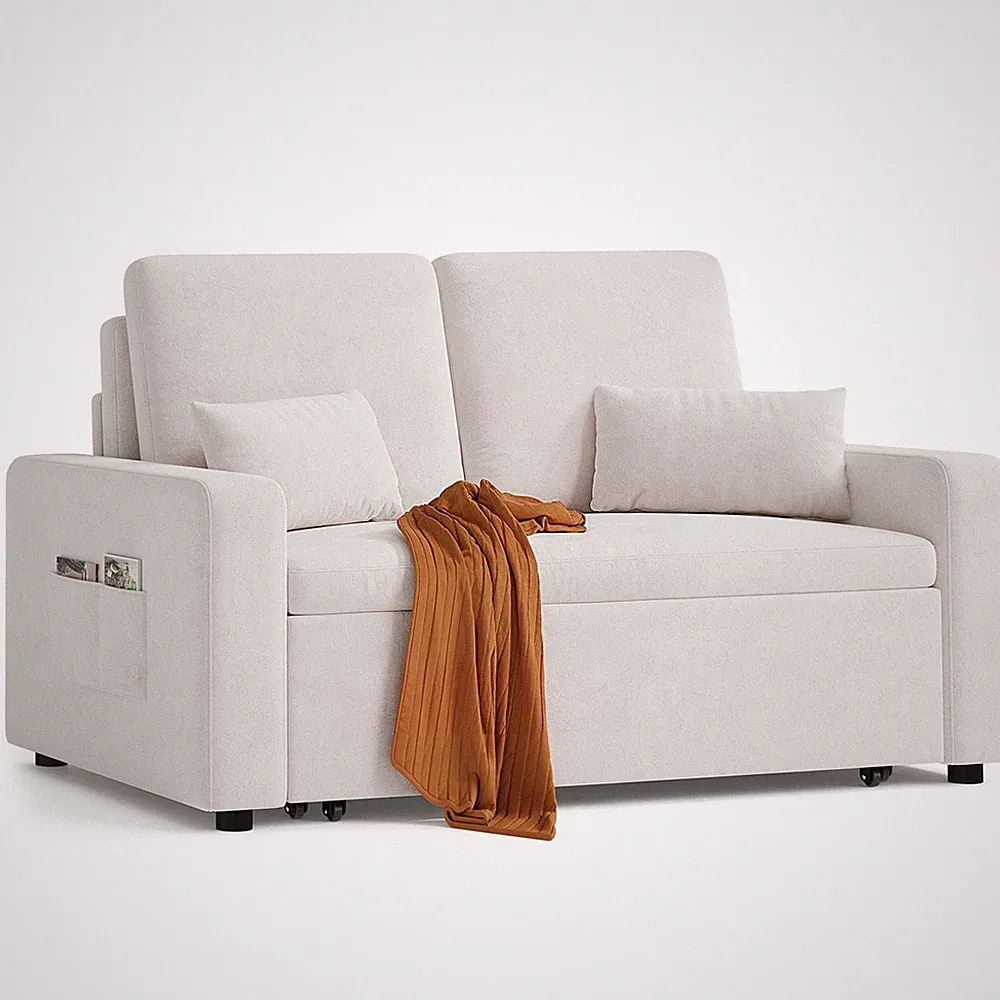 Schlafsofa 2 sitzer Ausziehbar，2 sitzer sofa mit schlaffunktion，Velours Sofabett