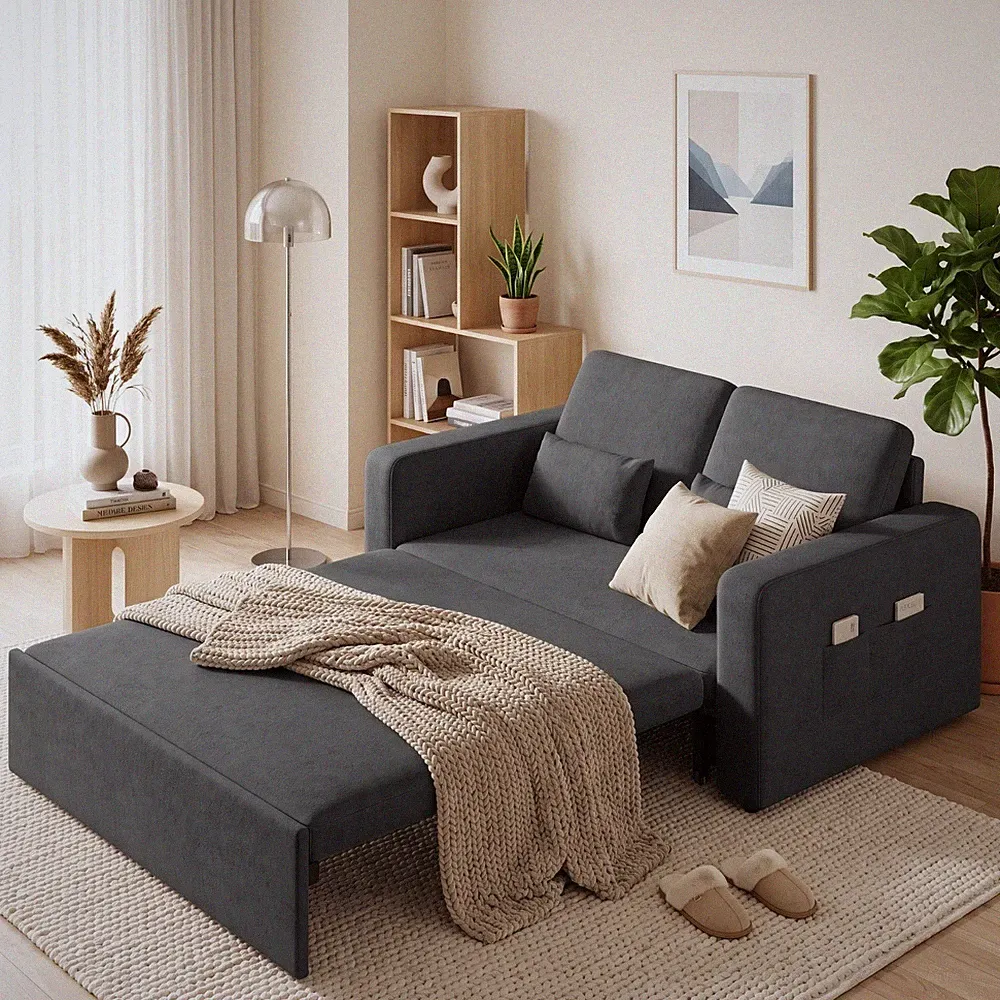 Schlafsofa 2 sitzer Ausziehbar Velours Sofabett 2 sitzer sofa mit schlaffunktion