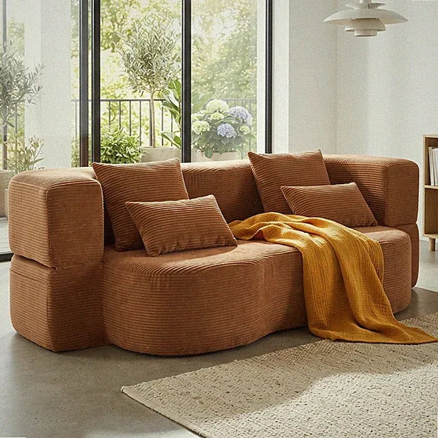 Schlafsofa 2-Sitzer Klappsofa Cord Sofa mit Schlaffunktion Gästebett ohne Monta