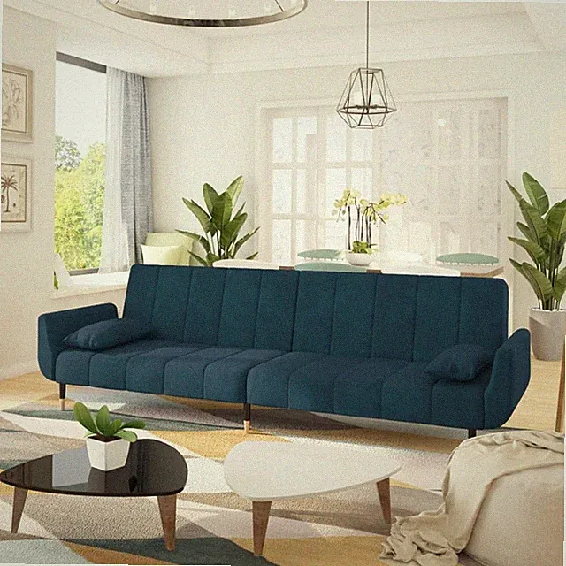 Schlafsofa 2-Sitzer mit 2 Kissen Samt
