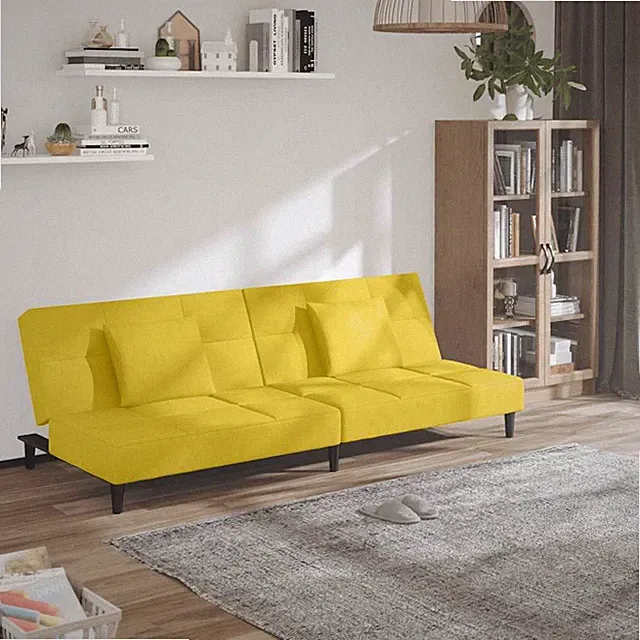 Schlafsofa 2-Sitzer mit 2 Kissen Schlafcouch Tagesbett Gästebett Samt vidaXL