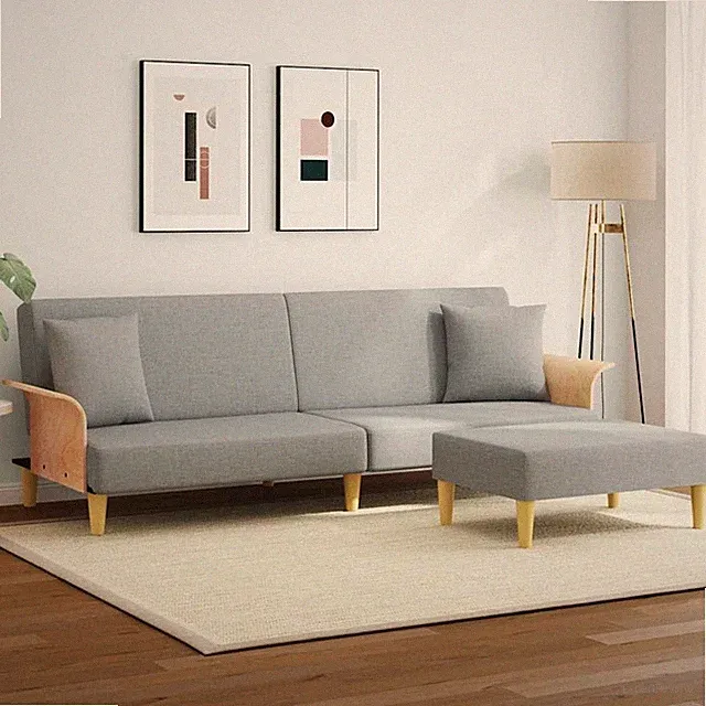 Schlafsofa 2-Sitzer mit Kissen Fußhocker Sofabett Klappsofa Sofa Samt vidaXL