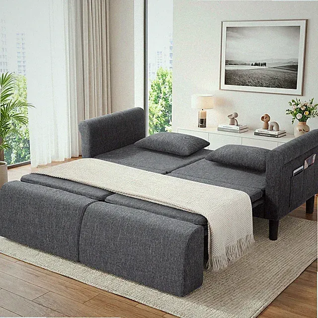 Schlafsofa 2 Sitzer Schlafcouch mit Abnehmbarer Rückenlehne 6-in-1 Klappsofa NEU