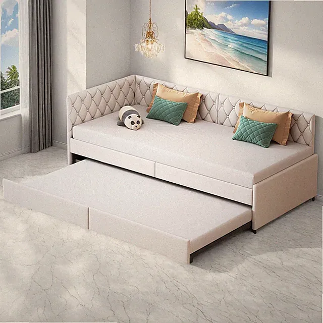 Schlafsofa 90x200cm,Tagesbett Ausziehbares Polsterbett mit Lattenrost Doppelbett