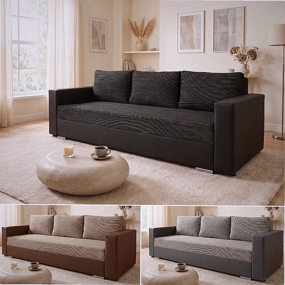 Schlafsofa Bird, Sofa mit Schlaffunktion und Bettkasten, Klappsofa, Schlafcouch