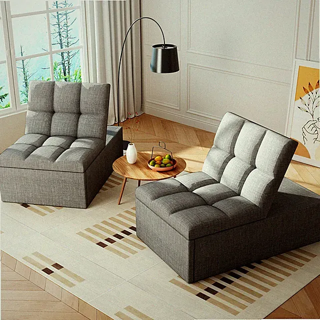 Schlafsofa Bodensessel mit 5Stufig Verstellbarer Rückenlehne Bettsofa Wohnzimmer