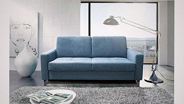 Schlafsofa Funktionssofa Sofa Sofabett All Flex Stoff hellblau Matratze 190 cm