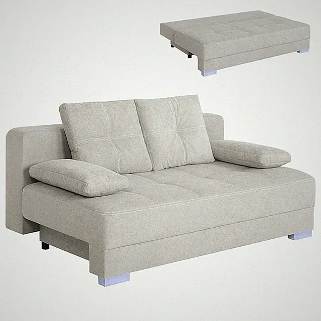 Schlafsofa - ivory - mit Staukasten - Dauerschläfer Sofa Couch Gästecouch