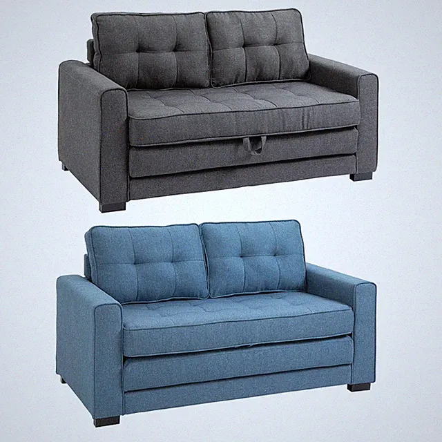 Schlafsofa Klappsofa 2-Sitzer Sofa mit Schlaffunktion Leinen-Touch Refurbished