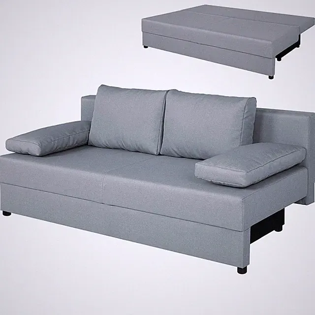 Schlafsofa - silber - Webstoff - Staukasten Sofa Couch Gästecouch Gästesofa