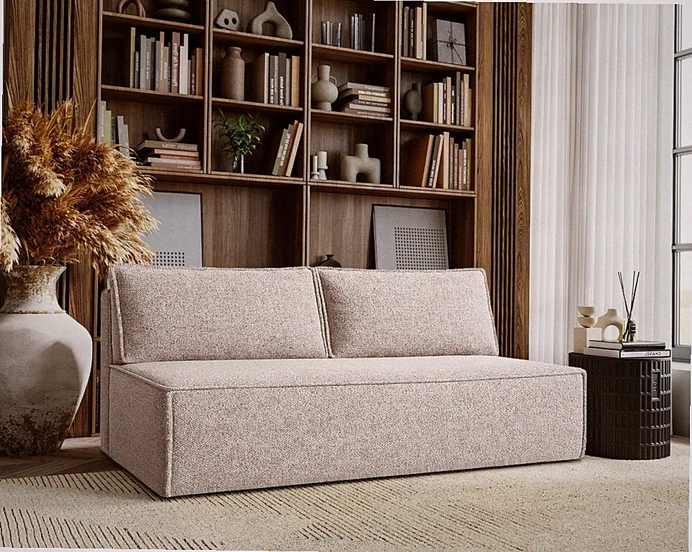 Schlafsofa ,Sofa mit schlaffunktion und bettkasten, DUO Stoff Verita Beige