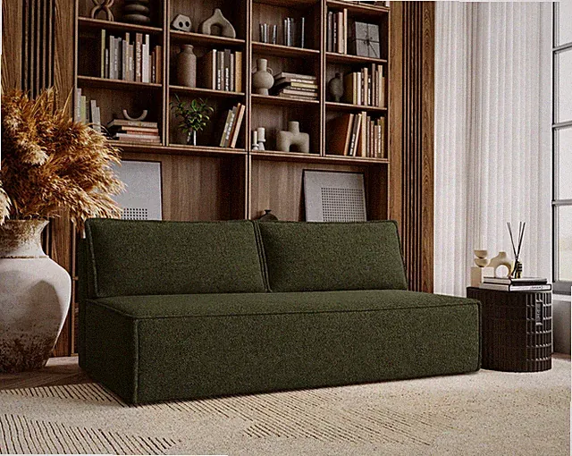 Schlafsofa ,Sofa mit schlaffunktion und bettkasten, DUO Stoff Verita Dunkelgrün