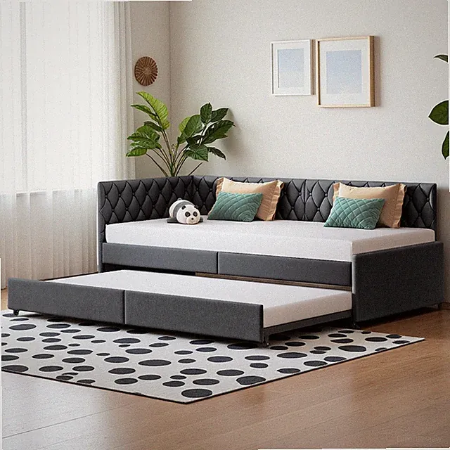 Schlafsofa Tagesbett Ausziehbar 90x200 cm Polsterbett Bettgestell mit Lattenrost