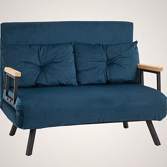 Schlafsofa, Zweisitzer mit Bettfunktion, Schlafcouch mit Samtoptik, Rückenkissen