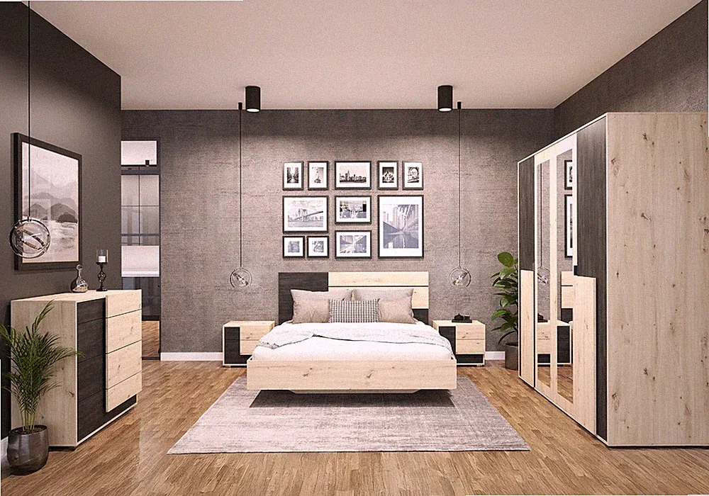 Schlafzimmer Komplett-Set Bett Schrank Nachttische Kommode BAFRA