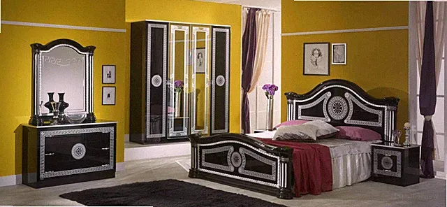 Schlafzimmer Komplett Set Königliches Stil Modrern Bett Nachttisch 6 tlg. Neu