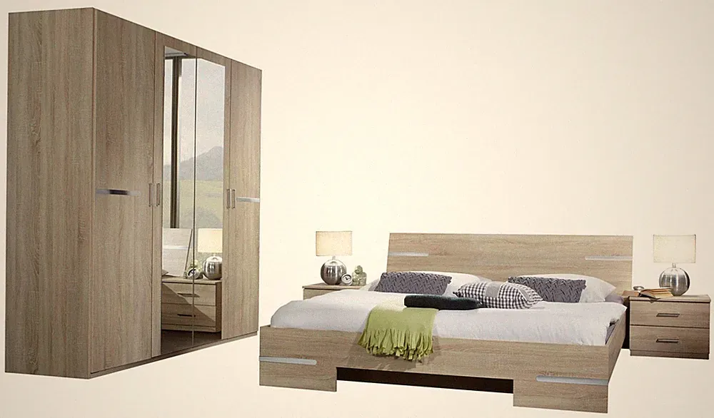 Schlafzimmer-Set Anna komplett 4-teilig 180x200cm Farbe wählbar