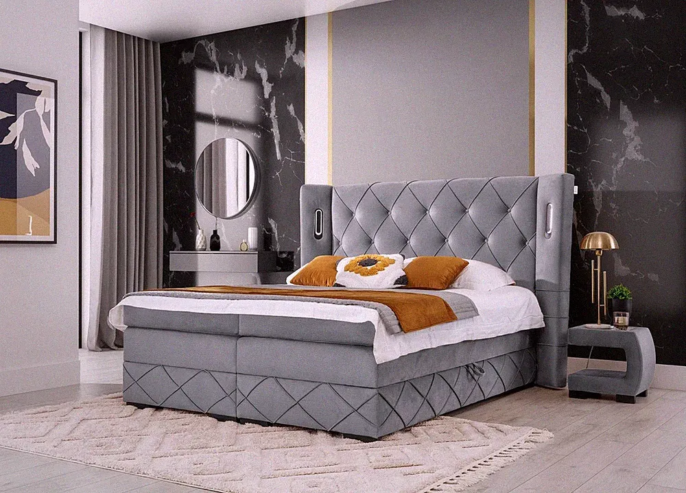Schlafzimmer Set Bett 2x Nachttisch Modern Komplett Luxus Möbel Holz Einrichtung
