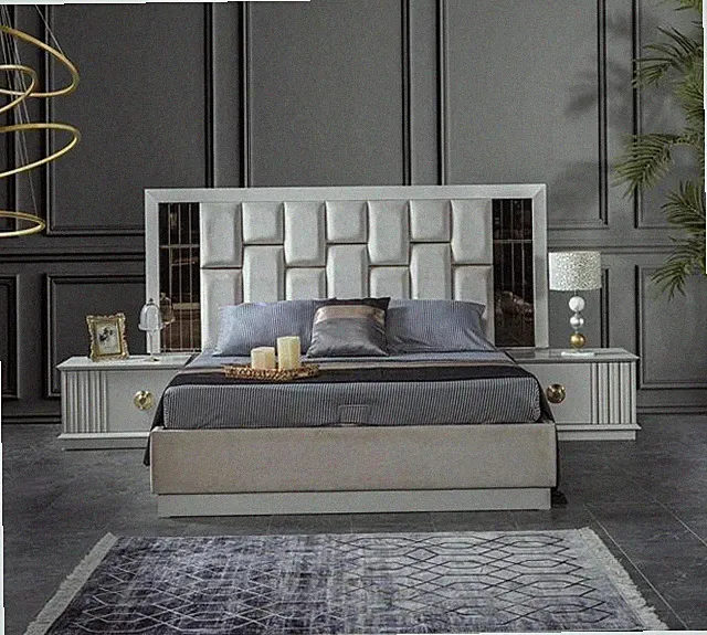 Schlafzimmer Set Bett mit 2x Nachttische Komplett luxus Einrichtung Moderne