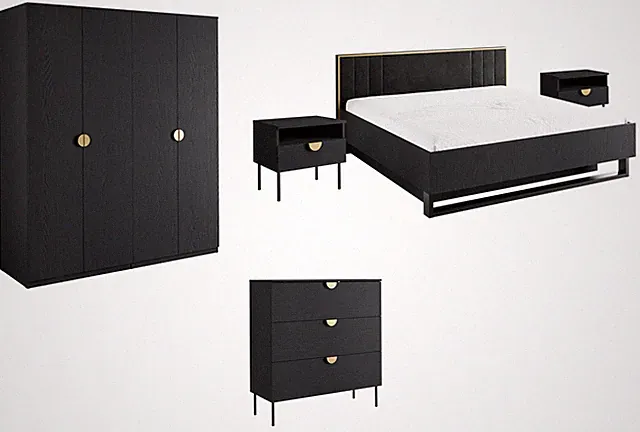 Schlafzimmer-Set komplett Mond anthrazit Ausführung wählbar