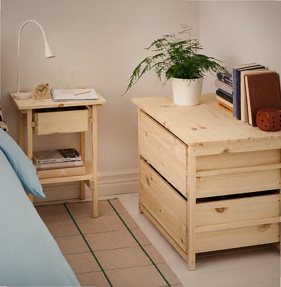 🔵🟡Schlafzimmermöbel 3er-Set Kiefer Nachttisch Kommode günstig rustikal einfach