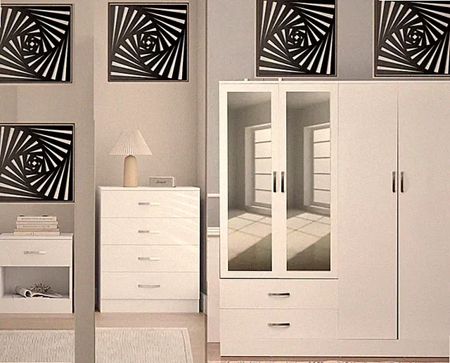 Schlafzimmermöbel Set Hochglanz 2türig/3türig/4türig Spiegelschrank Kommode Schublade