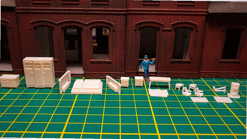 Schlafzimmermöbel Set1 in 1:87 als Inneneinrichtung, passend zur Epoche 3