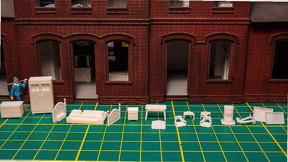 Schlafzimmermöbel Set2 in 1:87 als Inneneinrichtung, passend zur Epoche 3